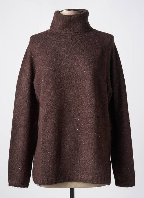 Pull col roulé marron DIANA GALLESI pour femme