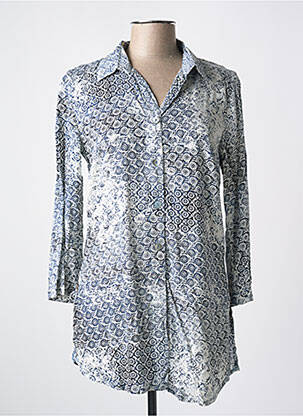 Chemisier imprimé fantaisie manches 3/4 bleu QUATTRO femme