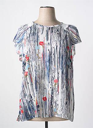 Top imprimé fantaisie manches courtes bleu QUATTRO femme