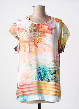 Top imprimé fantaisie manches courtes orange QUATTRO femme