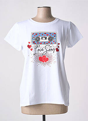 T-shirt sérigraphie avec strass manches courtes blanc DIANA GALLESI femme