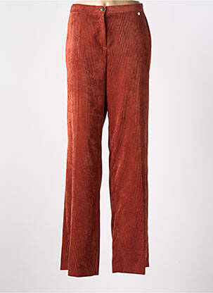Pantalon large fermeture zippée sous rabat boutonné taille haute orange DIANA GALLESI femme