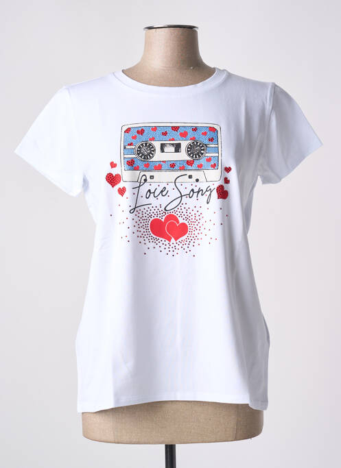 T-shirt sérigraphie avec strass manches courtes blanc DIANA GALLESI femme
