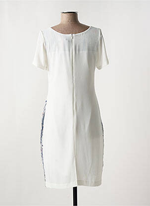 Robe mi-longue imprimé fantaisie manches courtes blanc QUATTRO femme