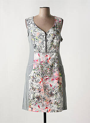 Robe mi-longue imprimé fantaisie sans manche gris QUATTRO femme