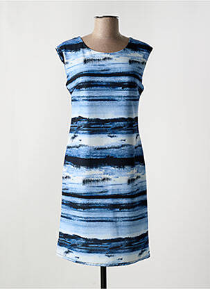 Robe mi-longue imprimé fantaisie sans manche bleu QUATTRO femme