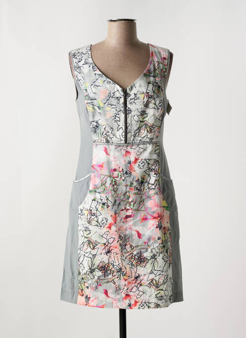 Robe mi-longue imprimé fantaisie sans manche gris QUATTRO femme