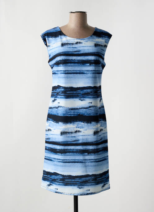 Robe mi-longue imprimé fantaisie sans manche bleu QUATTRO femme