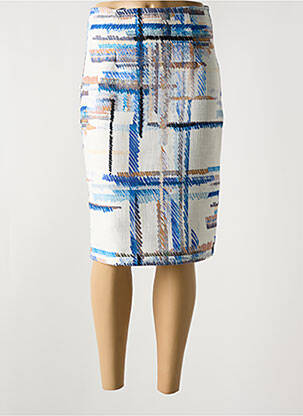 Jupe mi-longue coupe droite bleu QUATTRO femme