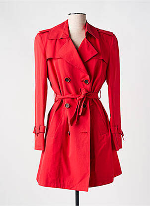 Trench tissage popeline sans capuche rouge MAELO femme