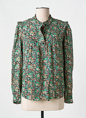 Blouse imprimé fleurs manches longues vert C'EST BEAU LA VIE femme