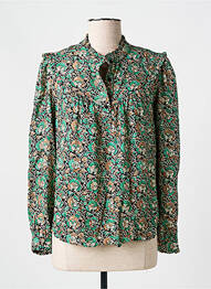 Blouse imprimé fleurs manches longues vert C'EST BEAU LA VIE femme