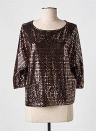 Top col rond manches 3/4 noir HALOGENE femme