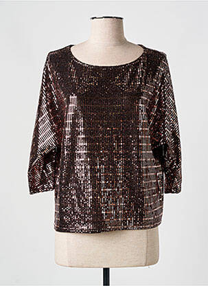 Top col rond manches 3/4 noir HALOGENE femme