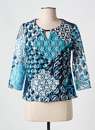 Top stretch manches 3/4 bleu CHRISTINE LAURE femme