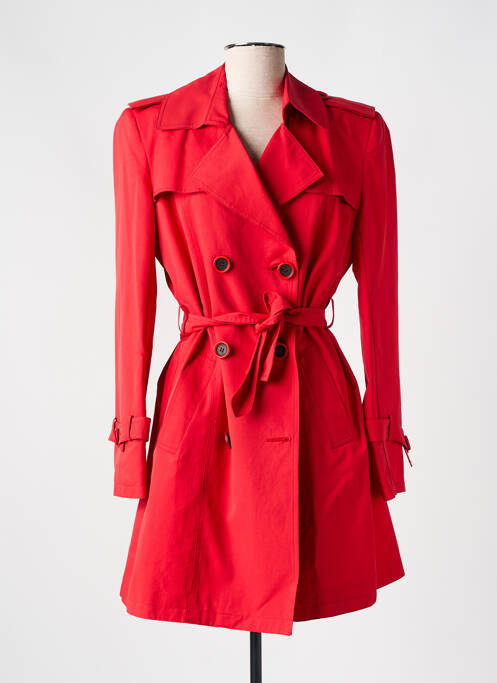 Trench tissage popeline sans capuche rouge MAELO femme