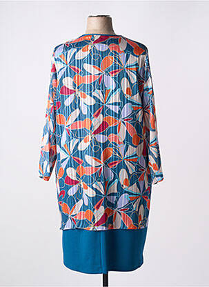 Robe mi-longue coupe fluide manches longues bleu GREGORY PAT femme