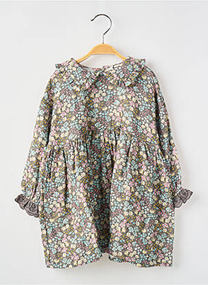 Robe mi-longue col claudine manches longues gris TOCOTO VINTAGE fille