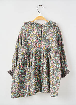 Robe mi-longue col claudine manches longues gris TOCOTO VINTAGE fille