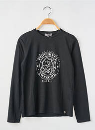 T-shirt coupe droite manches longues noir DIXIE fille