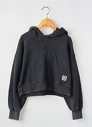 Sweat-shirt à capuche manches longues manches longues noir PLEASE enfant