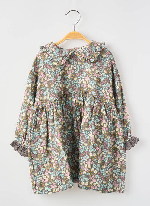 Robe mi-longue col claudine manches longues gris TOCOTO VINTAGE fille