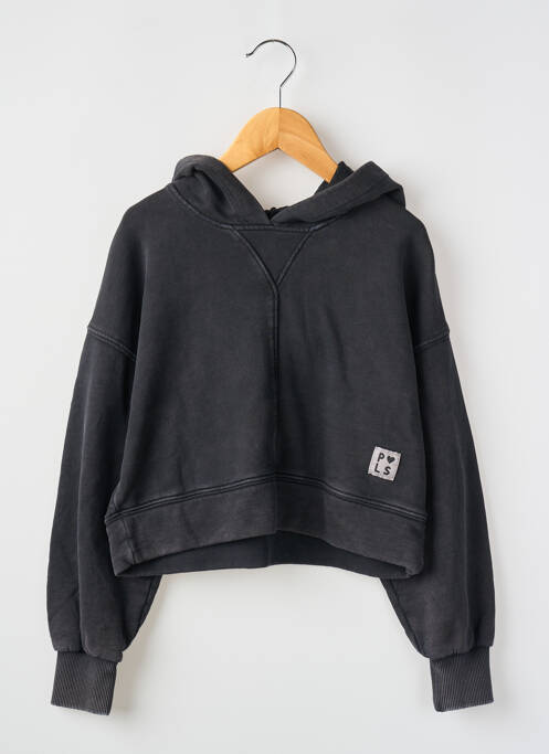 Sweat-shirt à capuche manches longues manches longues noir PLEASE enfant