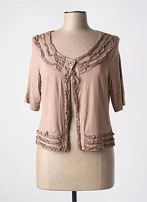 Gilet manches courtes fermeture boutonnée sur le devant marron LA FEE MARABOUTEE femme