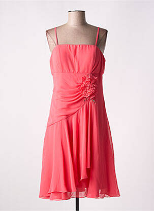 Robe mi-longue tissage crêpe fines bretelles rose PAUL BRIAL femme