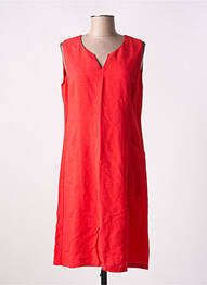 Robe mi-longue tissage crêpe sans manche rouge PAUL BRIAL femme