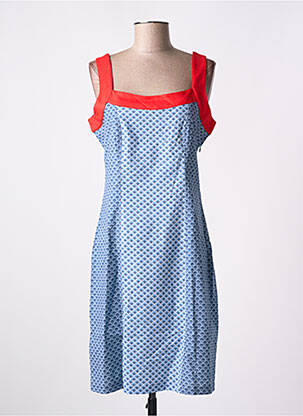 Robe mi-longue imprimé fantaisie fines bretelles bleu PAUL BRIAL femme
