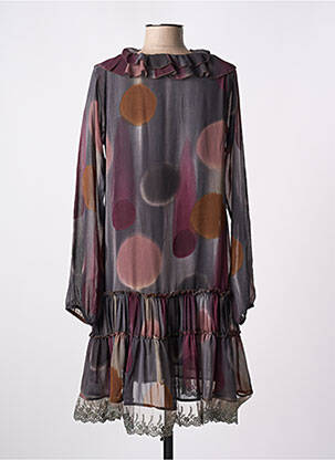 Robe mi-longue coupe fluide manches longues violet LA FEE MARABOUTEE femme