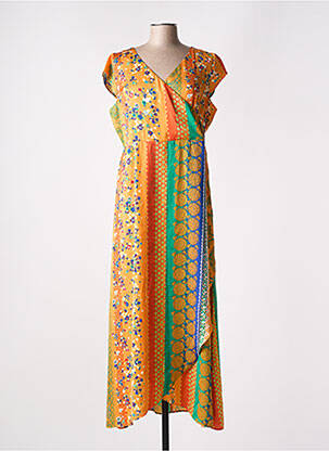 Robe longue manches courtes manches courtes orange SURKANA femme
