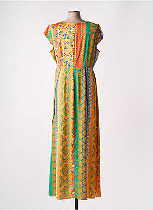 Robe longue manches courtes manches courtes orange SURKANA femme
