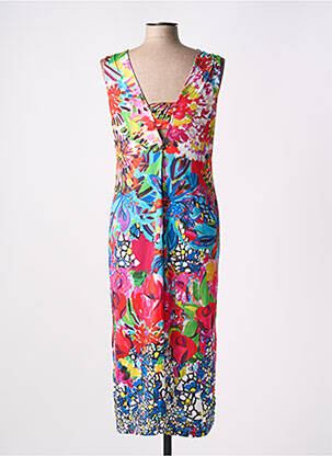 Robe longue imprimé fleurs sans manche rouge MALOKA femme