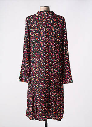 Robe mi-longue imprimé fleurs manches longues noir AGATHE & LOUISE femme