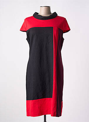 Robe mi-longue fermeture zippée au dos manches courtes rouge PAUL BRIAL femme