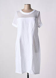 Robe mi-longue tissage crêpe manches courtes blanc PAUL BRIAL femme