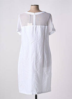 Robe mi-longue tissage crêpe manches courtes blanc PAUL BRIAL femme