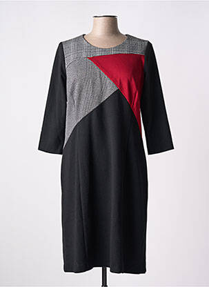 Robe mi-longue manches 3/4 manches 3/4 noir IMPULSION femme