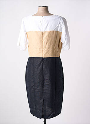 Robe mi-longue tissage crêpe manches courtes beige PAUL BRIAL femme