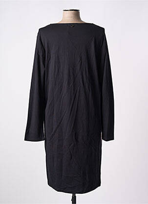 Robe mi-longue imprimé fantaisie manches longues noir MALOKA femme