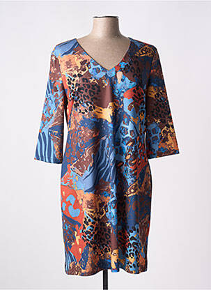 Robe courte manches 3/4 manches 3/4 bleu PAUL BRIAL femme