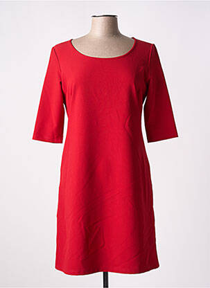Robe courte manches 3/4 manches 3/4 rouge AKELA KEY femme