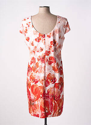 Robe mi-longue imprimé fleurs manches courtes orange PAUL BRIAL femme