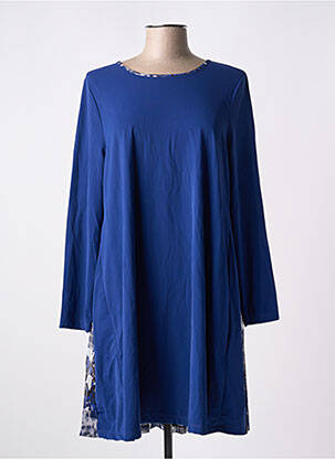 Robe courte coupe évasée manches longues bleu MALOKA femme