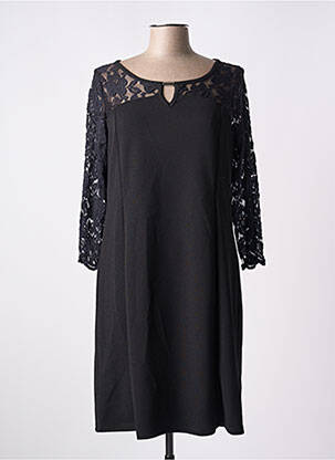 Robe mi-longue manches longues manches longues noir IMPULSION femme