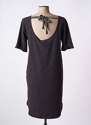 Robe mi-longue tissage crêpe manches courtes noir PAUL BRIAL femme