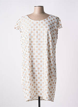 Robe courte fermeture zippée au dos manches courtes beige PAUL BRIAL femme