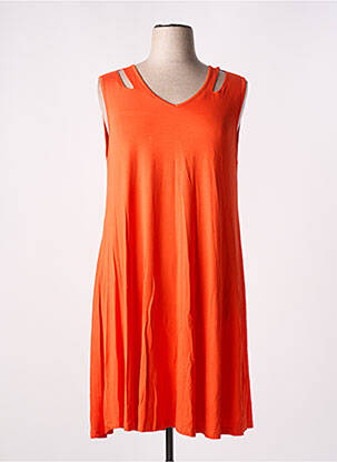 Robe mi-longue manches courtes manches courtes orange MALOKA femme